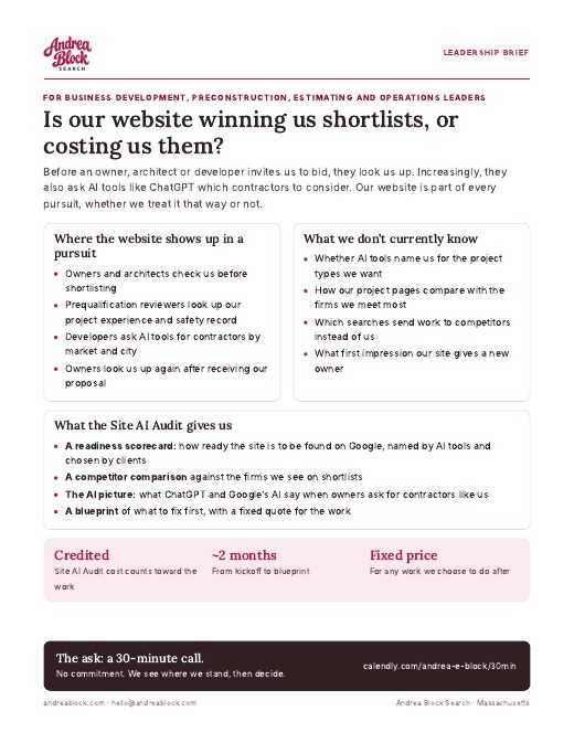 The one-page brief for business development