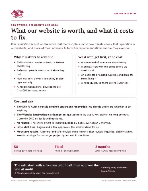The one-page brief for owners